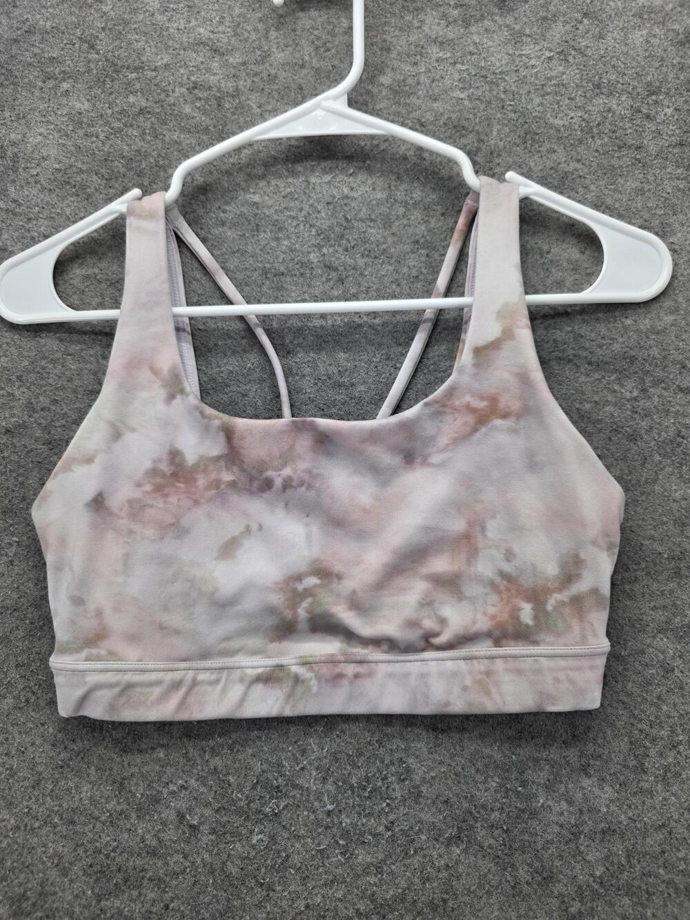 Athleta Sports Bra Womens Extra Small Purple Tie Dye Strappy Back Yoga Gym XS